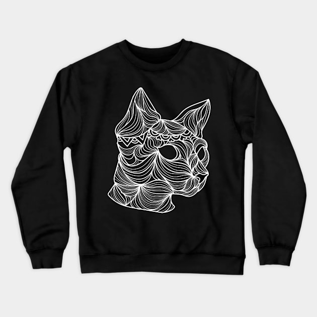 Funny Modern Mandala Cat, Gift Idea for Cat Lovers Crewneck Sweatshirt by AS Shirts